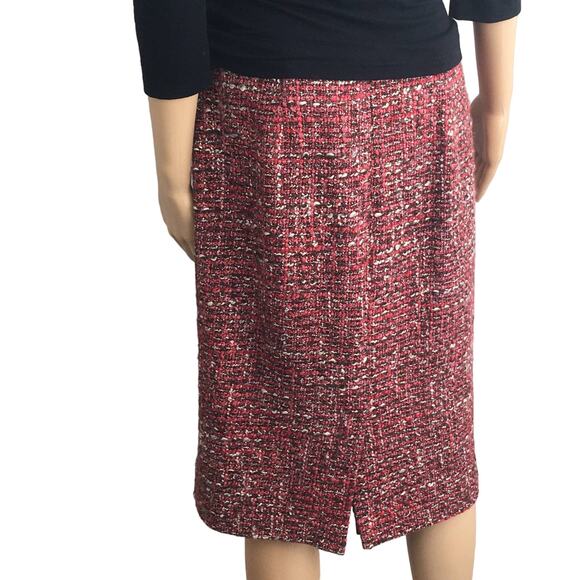 Talbots Red, Burgundy, White Lined Skirt Irregular Tweed Size 4 - Picture 5 of 7